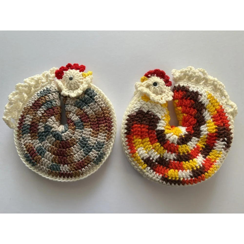 Handmade Crocheted Chicken/ Hen Kitchen Hot Pad /Pot Holder - Cottagecore Granny